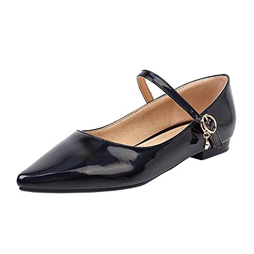 CHICMARK Komfortable Flache Mary Jane-Schuhe für Damen mit Spitzer Zehenpartie für Dating/Business Casual (Schwarz, 35) von CHICMARK