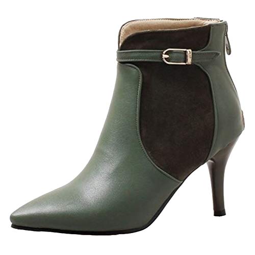 CHICMARK Lässige Damen Stiefeletten mit Stilettoabsatz und Spitzer Zehenpartie (Grün, 39 EU) von CHICMARK