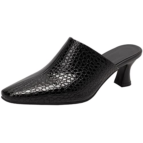 CHICMARK Mode Clogs Pantoletten mit Mid Heels und Geschlossene Zehe Outdoor Slip-On Sandale Hausschuhe für Damen (Schwarz, 32) von CHICMARK