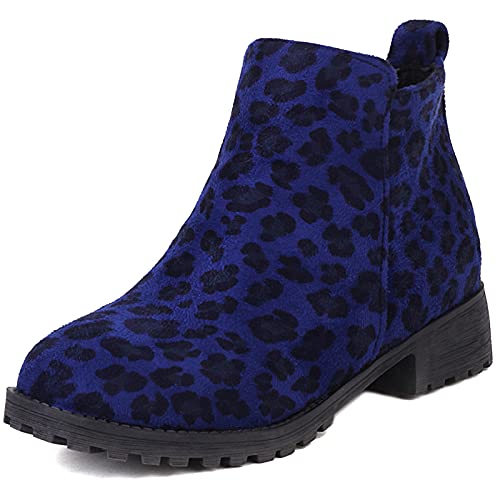 CHICMARK Modische Stiefeletten mit Niedrigem Absatz für Damen (Leopard Blau, 44) von CHICMARK