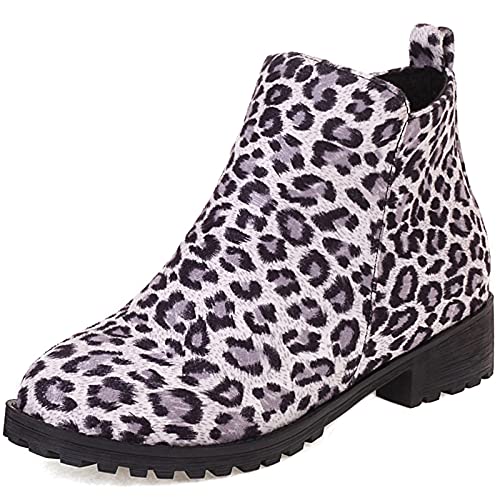 CHICMARK Modische Stiefeletten mit Niedrigem Absatz für Damen (Leopard Weiß, 44) von CHICMARK
