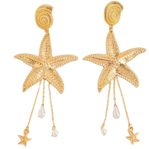 CHICMARK Starfish & Ocean Earrings Drapierte Ohrringe für Damen für den Sommerurlaub (Golden4) von CHICMARK