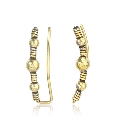 Brass Ohr Klemmen Manschetten Ohrklemme antik golden Messing Ear Climber Kugeln | Damen Tribal Ohrschmuck | indische orientalische Ohrringe gold Ohrstecker Cuff Mädchen Frauen Stäbchen Brass Ohr Klemmen Manschetten Ohrklemme antik golden Messing Ear Climber Kugeln | Damen Tribal Ohrschmuck | indische orientalische Ohrringe gold Ohrstecker Cuff Mädchen Frauen Stäbchen von CHICNET