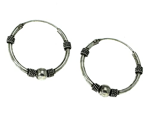CHICNET 925 Sterling Silber Ohrringe Creolen Celtic Bali Style Seil Perlen Perle Kugel oxidiert dunkel keltisch Ohr Schmuck Damen Herren Gothic 16mm 25mm 25 mm CHICNET 925 Sterling Silber Ohrringe Creolen Celtic Bali Style Seil Perlen Perle Kugel oxidiert dunkel keltisch Ohr Schmuck Damen Herren Gothic 16mm 25mm 25 mm von CHICNET
