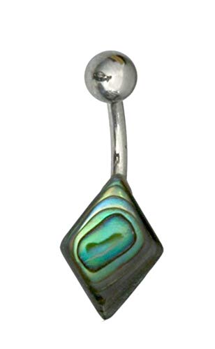 CHICNET Bauchnabelpiercing Edelstahl Perlmutt Raute Paua Abalone Silber Nabelpiercing Banane Piercing Bauch Herren Damen Body 1.6mm Stab 9mm Muschel weiß bunt Bauchnabel Abalone CHICNET Bauchnabelpiercing Edelstahl Perlmutt Raute Paua Abalone Silber Nabelpiercing Banane Piercing Bauch Herren Damen Body 1.6mm Stab 9mm Muschel weiß bunt Bauchnabel Abalone von CHICNET