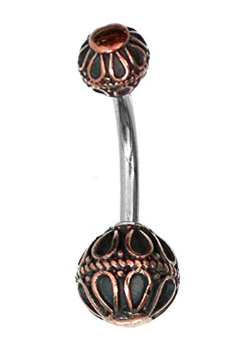 CHICNET Bauchnabelpiercing Kupfer Edelstahl antik rotgold Kugel 1.6mm | Damen Herren Bauchnabel Nabel Bananen Piercing Curved Barbell | Brass 316l Stahl dunkel oxidiert Vintage Bögen CHICNET Bauchnabelpiercing Kupfer Edelstahl antik rotgold Kugel 1.6mm | Damen Herren Bauchnabel Nabel Bananen Piercing Curved Barbell | Brass 316l Stahl dunkel oxidiert Vintage Bögen von CHICNET