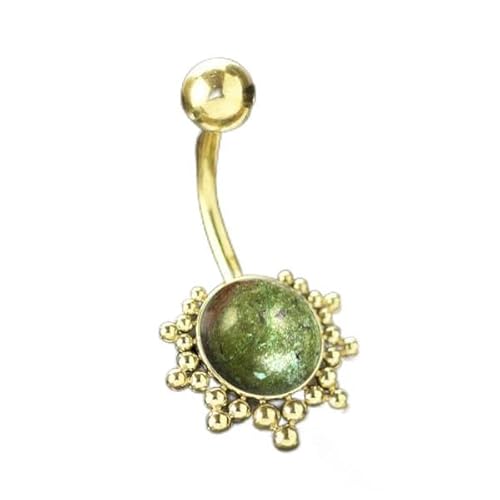 CHICNET Bauchnabelpiercing aus Edelstahl in verschiedenen Farbvariationen ? Eleganter 316L Steel Navel Bar für Damen Gold & African Jade von CHICNET