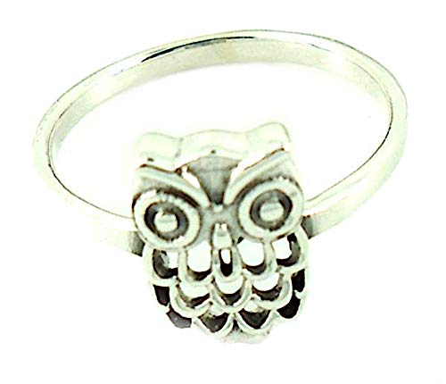 CHICNET Damen Herren 2mm Ring Ringe Silberring Fingerring Fingerschmuck aus 925 Sterling Silber, 13mm Eule, gestanzt, filigran, Ringgrößen 51-56 von CHICNET