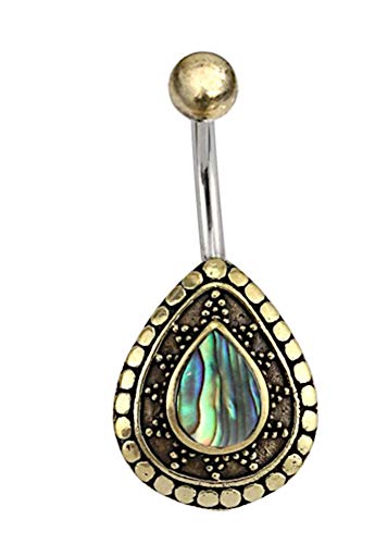 CHICNET Damen Herren Bauchnabel Bananen Piercing Nabelpiercing aus Edelstahl und Brass, Gold Silber, Stab 1.6 x 10mm, Stein oder Muschel Träne Inlay, Sonnen Rand Paua CHICNET Damen Herren Bauchnabel Bananen Piercing Nabelpiercing aus Edelstahl und Brass, Gold Silber, Stab 1.6 x 10mm, Stein oder Muschel Träne Inlay, Sonnen Rand Paua von CHICNET