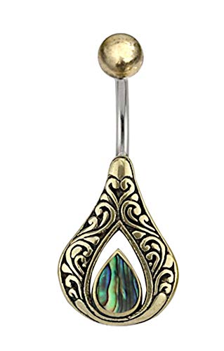 CHICNET Damen Herren Bauchnabel Bananen Piercing Nabelpiercing aus Edelstahl und Brass, Gold Silber, Stab 1.6 x 10mm, Stein oder Muschel Tropfen Inlay, Ornament Rand Paua CHICNET Damen Herren Bauchnabel Bananen Piercing Nabelpiercing aus Edelstahl und Brass, Gold Silber, Stab 1.6 x 10mm, Stein oder Muschel Tropfen Inlay, Ornament Rand Paua von CHICNET