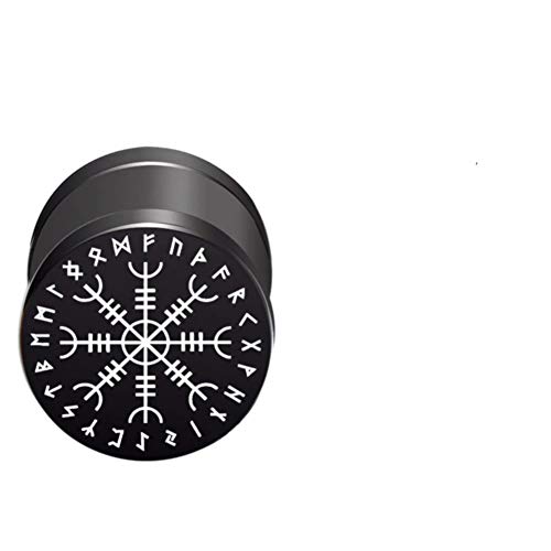 CHICNET Damen Herren Fake Plug Piercing Ohrstecker Ohrring aus Edelstahl in schwarz Silber, Schraubverschluss, 10mm rund, 6mm lang, 1.2mm Stift, Viking Celtic Nordic Awe Helm Runen CHICNET Damen Herren Fake Plug Piercing Ohrstecker Ohrring aus Edelstahl in schwarz Silber, Schraubverschluss, 10mm rund, 6mm lang, 1.2mm Stift, Viking Celtic Nordic Awe Helm Runen von CHICNET