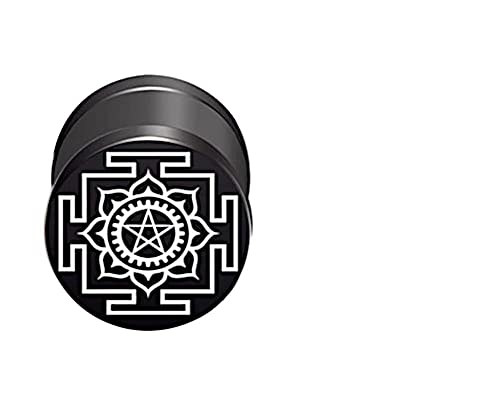 CHICNET Damen Herren Fake Plug Piercing Ohrstecker Ohrring aus Edelstahl in schwarz Silber, Schraubverschluss, 10mm rund, 6mm lang, 1.2mm Stift, Viking Celtic Nordic Kali Yantra CHICNET Damen Herren Fake Plug Piercing Ohrstecker Ohrring aus Edelstahl in schwarz Silber, Schraubverschluss, 10mm rund, 6mm lang, 1.2mm Stift, Viking Celtic Nordic Kali Yantra von CHICNET