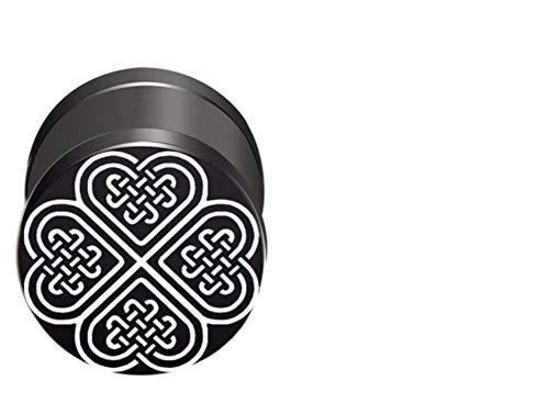 CHICNET Damen Herren Fake Plug Piercing Ohrstecker Ohrring aus Edelstahl in schwarz Silber, Schraubverschluss, 10mm rund, 6mm lang, 1.2mm Stift, Viking Celtic Nordic Keltisches Kleeblatt von CHICNET