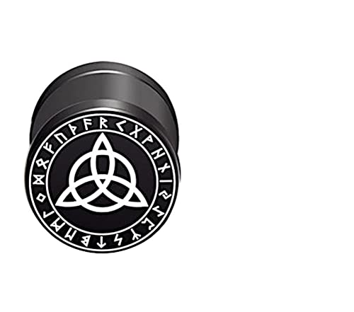 CHICNET Damen Herren Fake Plug Piercing Ohrstecker Ohrring aus Edelstahl in schwarz Silber, Schraubverschluss, 10mm rund, 6mm lang, 1.2mm Stift, Viking Celtic Nordic Triquetra von CHICNET
