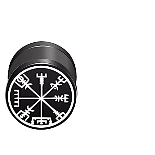 CHICNET Damen Herren Fake Plug Piercing Ohrstecker Ohrring aus Edelstahl in schwarz Silber, Schraubverschluss, 10mm rund, 6mm lang, 1.2mm Stift, Viking Celtic Nordic Vegvisir CHICNET Damen Herren Fake Plug Piercing Ohrstecker Ohrring aus Edelstahl in schwarz Silber, Schraubverschluss, 10mm rund, 6mm lang, 1.2mm Stift, Viking Celtic Nordic Vegvisir von CHICNET