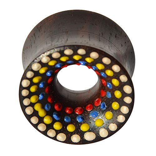 CHICNET Damen Herren Flesh Tunnel Lobe Piercing Double Flared Plug aus Sonoholz Holz, Dunkelbraun und handbemalt, Bunte Punkte Polka Dots, 6mm bis 18mm CHICNET Damen Herren Flesh Tunnel Lobe Piercing Double Flared Plug aus Sonoholz Holz, Dunkelbraun und handbemalt, Bunte Punkte Polka Dots, 6mm bis 18mm von CHICNET