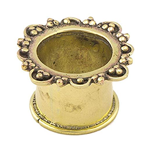 CHICNET Damen Herren Flesh Tunnel Plug Ohr Piercing aus Messing in antik Gold, Muster Rand: Bogen Punkt Dreieck, nickelfrei, Ribbed, 6mm bis 16mm von CHICNET