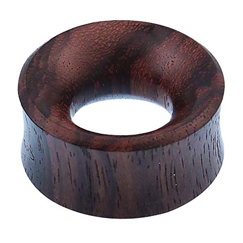 CHICNET Damen Herren Flesh Tunnel Plug Ohr Piercing aus Sonoholz, Dunkelbraun gemasert, Double-Flared von CHICNET