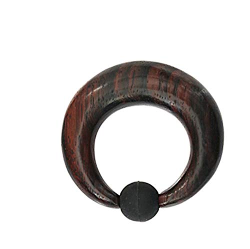 CHICNET Damen Herren Klemmkugel Ring Captive Bead Ball Closure Dehner Expander Ohr Piercing aus Narraholz Holz in dunkel braun, Sichel Form Plug Tunnel Größen 4mm bis 8mm 6 mm von CHICNET