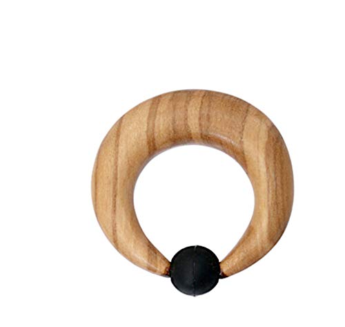 CHICNET Damen Herren Klemmkugel Ring Captive Bead Ball Closure Dehner Expander Ohr Piercing aus Olivenholz Holz in hell braun, Sichel Form Plug Tunnel Größen 4mm bis 8mm 8 mm von CHICNET