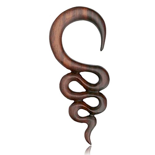 CHICNET Damen Herren Ohr Lobe Piercing 6mm 8mm 10mm Dehner aus Holz in dunkelbraun als gewundene lange Spirale 08 mm von CHICNET