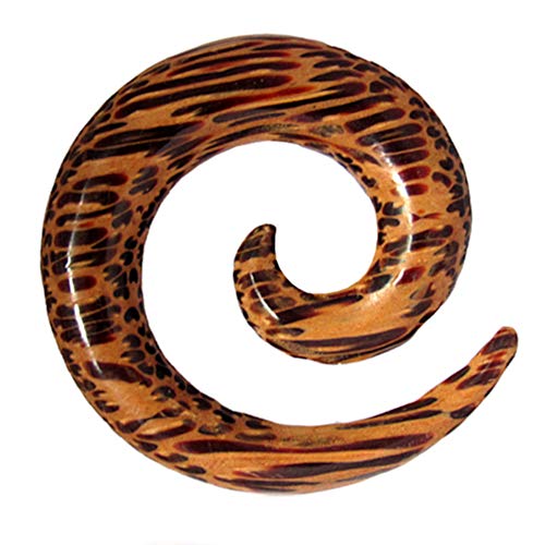 CHICNET Damen Herren Ohr Piercing Spirale Dehnschnecke Dehnspirale Dehnungsschnecke aus Kokosholz Holz in braun, 4mm bis 12mm 08 mm von CHICNET