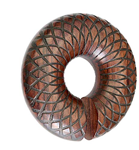 CHICNET Damen Herren Ohrgewicht Dehner Expander Ohr Piercing aus Holz in rot braun, Ring Donut Dehnschnecke, dunkle Gravur als Dahlie, unten offen, gemasert, Plug Tunnel 08 mm CHICNET Damen Herren Ohrgewicht Dehner Expander Ohr Piercing aus Holz in rot braun, Ring Donut Dehnschnecke, dunkle Gravur als Dahlie, unten offen, gemasert, Plug Tunnel 08 mm von CHICNET