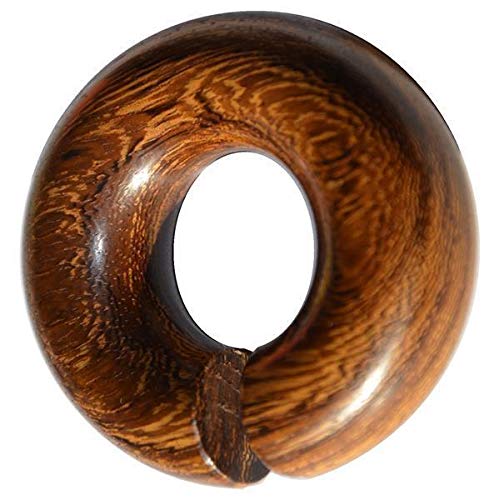 CHICNET Damen Herren Ohrgewicht Dehner Expander Ohr Piercing aus Parasitholz Holz in braun, Ring Donut Form, unten offen, Wellenmaserung, Plug Tunnel, Größen 12mm bis 16mm 10 mm von CHICNET