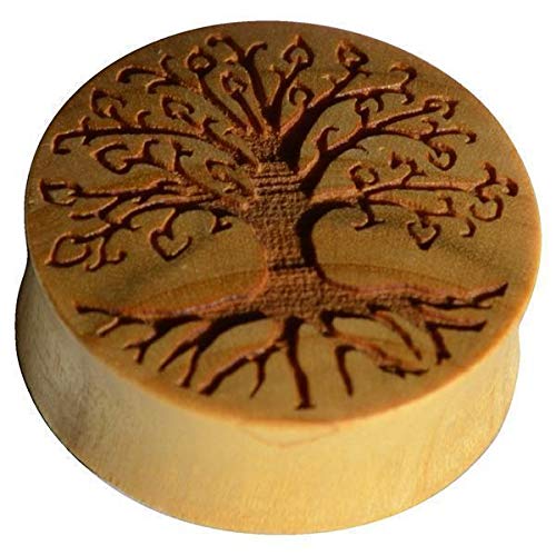 CHICNET Damen Herren Plug Flesh Tunnel Lobe Piercing Dehner aus Krokodil Holz, hell, Gravur Baum des Lebens, Double Flared, 22mm bis 30mm 30 mm CHICNET Damen Herren Plug Flesh Tunnel Lobe Piercing Dehner aus Krokodil Holz, hell, Gravur Baum des Lebens, Double Flared, 22mm bis 30mm 30 mm von CHICNET