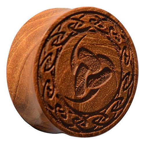 CHICNET Damen Herren Plug Flesh Tunnel Lobe Piercing Dehner aus Teakholz Holz, Gravur Odins Horn Knoten Rand, Double Flared, 22mm bis 30mm 08 mm CHICNET Damen Herren Plug Flesh Tunnel Lobe Piercing Dehner aus Teakholz Holz, Gravur Odins Horn Knoten Rand, Double Flared, 22mm bis 30mm 08 mm von CHICNET
