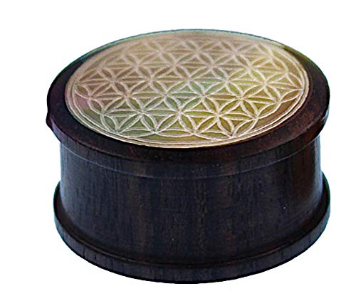 CHICNET Damen Herren Plug Flesh Tunnel Ohr Piercing Dehner aus Holz mit Perlmutt Inlay mit Gravur Blume des Lebens, Ribbed, Dunkelbraun und weiß bunt schillernd, 4mm bis 30mm CHICNET Damen Herren Plug Flesh Tunnel Ohr Piercing Dehner aus Holz mit Perlmutt Inlay mit Gravur Blume des Lebens, Ribbed, Dunkelbraun und weiß bunt schillernd, 4mm bis 30mm von CHICNET