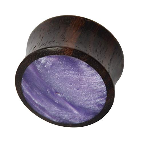 CHICNET Damen Herren Plug Piercing Flesh Tunnel Expander aus Sonoholz Holz mit Resin Inlay, lila schillernd, Double Flared, Dunkelbraun, 4mm bis 20mm CHICNET Damen Herren Plug Piercing Flesh Tunnel Expander aus Sonoholz Holz mit Resin Inlay, lila schillernd, Double Flared, Dunkelbraun, 4mm bis 20mm von CHICNET