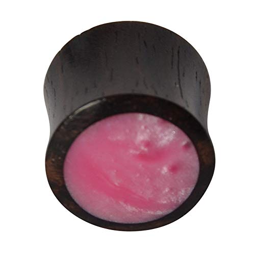 CHICNET Damen Herren Plug Piercing Flesh Tunnel Expander aus Sonoholz Holz mit Resin Inlay, rosa schillernd, Double Flared, Dunkelbraun, 4mm bis 16mm von CHICNET