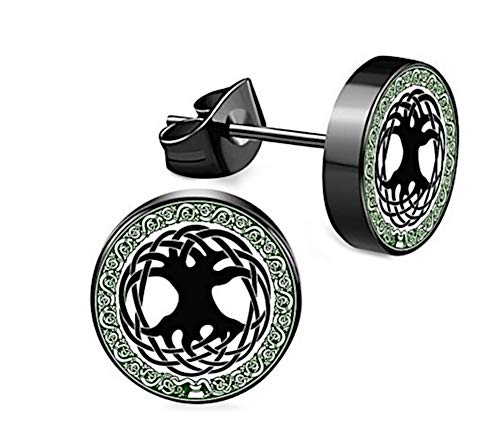 CHICNET Edelstahl Ohrstecker schwarz 8mm 10mm Viking Celtic Nordic Wikinger Norse keltisch Ohr Schmuck Chirurgenstahl Unisex weiß Tribal Männer Damen Herren Lebensbaum CHICNET Edelstahl Ohrstecker schwarz 8mm 10mm Viking Celtic Nordic Wikinger Norse keltisch Ohr Schmuck Chirurgenstahl Unisex weiß Tribal Männer Damen Herren Lebensbaum von CHICNET