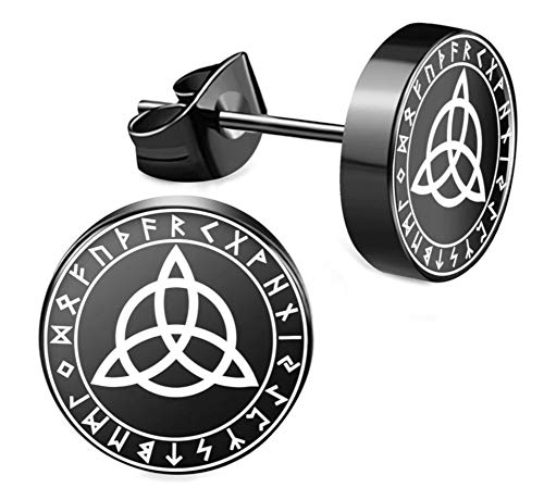 CHICNET Edelstahl Ohrstecker schwarz 8mm 10mm Viking Celtic Nordic Wikinger Norse keltisch Ohr Schmuck Chirurgenstahl Unisex weiß Tribal Männer Damen Herren Triquetra CHICNET Edelstahl Ohrstecker schwarz 8mm 10mm Viking Celtic Nordic Wikinger Norse keltisch Ohr Schmuck Chirurgenstahl Unisex weiß Tribal Männer Damen Herren Triquetra von CHICNET