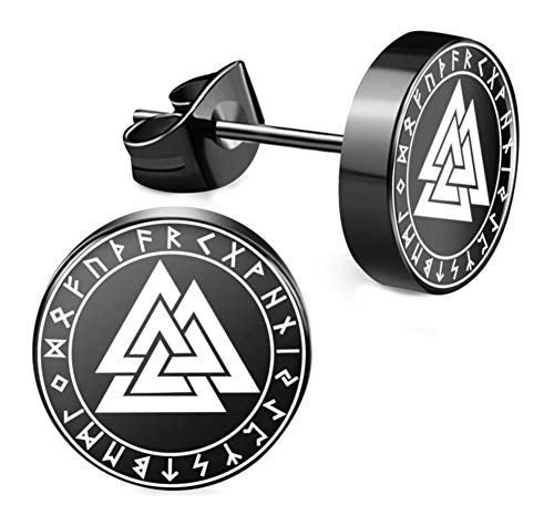 CHICNET Edelstahl Ohrstecker schwarz 8mm 10mm Viking Celtic Nordic Wikinger Norse keltisch Ohr Schmuck Chirurgenstahl Unisex weiß Tribal Männer Damen Herren Valknut CHICNET Edelstahl Ohrstecker schwarz 8mm 10mm Viking Celtic Nordic Wikinger Norse keltisch Ohr Schmuck Chirurgenstahl Unisex weiß Tribal Männer Damen Herren Valknut von CHICNET
