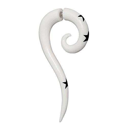 CHICNET Fake Piercing Bone handgeschnitzt weiß Spiralen Sterne Dehner Ohrstecker Ohrring Spike | Unisex Ohr Schmuck Edelstahl Männer Frauen Expander Lobe Tribal Organic Knochen (Sterne) von CHICNET