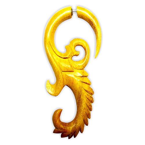 CHICNET Fake Piercing Jackfrucht Holz Edelstahl handgeschnitzt groß Ocker braun Dehner |Herren Damen Lobe Holz Expander Dehnschnecke Spirale Hook |Unisex Ohrstecker Ohrring Ohr Schmuck Flame CHICNET Fake Piercing Jackfrucht Holz Edelstahl handgeschnitzt groß Ocker braun Dehner |Herren Damen Lobe Holz Expander Dehnschnecke Spirale Hook |Unisex Ohrstecker Ohrring Ohr Schmuck Flame von CHICNET