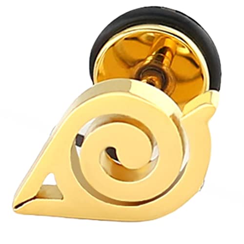 CHICNET Fake Plug Piercing Ohrstecker Edelstahl schwarz silber gold, Schraubverschluss, 10mm rund 6mm, Gummiring, Konoha Leaf Village Naruto Anime Manga Cosplay Damen Herren gold CHICNET Fake Plug Piercing Ohrstecker Edelstahl schwarz silber gold, Schraubverschluss, 10mm rund 6mm, Gummiring, Konoha Leaf Village Naruto Anime Manga Cosplay Damen Herren gold von CHICNET