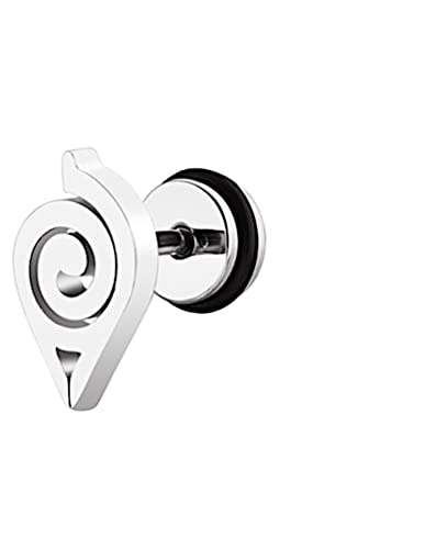 CHICNET Fake Plug Piercing Ohrstecker Edelstahl schwarz silber gold, Schraubverschluss, 10mm rund 6mm, Gummiring, Konoha Leaf Village Naruto Anime Manga Cosplay Damen Herren silber CHICNET Fake Plug Piercing Ohrstecker Edelstahl schwarz silber gold, Schraubverschluss, 10mm rund 6mm, Gummiring, Konoha Leaf Village Naruto Anime Manga Cosplay Damen Herren silber von CHICNET