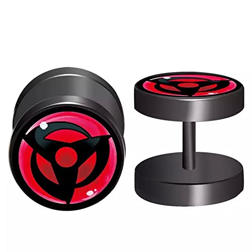 CHICNET Fake Plug Piercing Ohrstecker Ohrring Edelstahl schwarz rot, Schraubverschluss, 10mm rund, Stift 6mm x 1.2mm, Sharingan Auge Naruto Anime Manga Cosplay Damen Herren Obito CHICNET Fake Plug Piercing Ohrstecker Ohrring Edelstahl schwarz rot, Schraubverschluss, 10mm rund, Stift 6mm x 1.2mm, Sharingan Auge Naruto Anime Manga Cosplay Damen Herren Obito von CHICNET