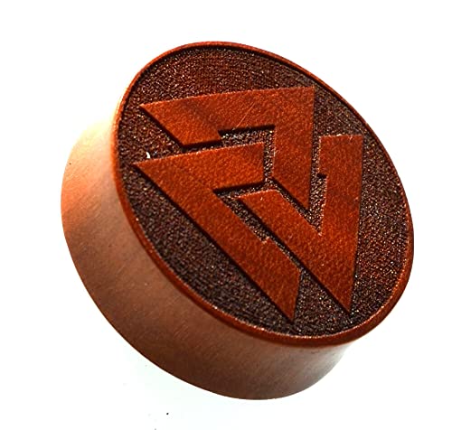 CHICNET Flesh Plug Holz braun Valknut Wotansknoten double flared Tunnel Expander Dehner Ohr Piercing Damen Herren Tapferkeit Mut Schicksal Wotan 08 mm von CHICNET