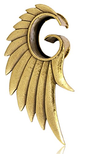 CHICNET Flesh Tunnel Plug antik Gold Messing Flügel Spirale Piercing Angel Wings Engel | Dehner Expander Ohrplug Lobe | Unisex Ohr Schmuck Damen Herren Ohrhänger 14 mm von CHICNET