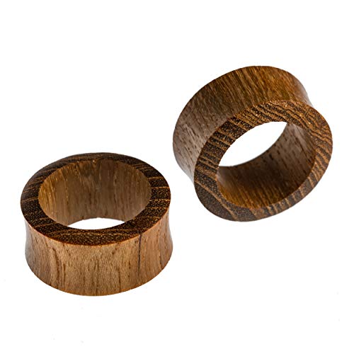 CHICNET Flesh Tunnels Holz Holztunnels Plugs Ohrring Flesh Tunnel Männer Frauen Double Flared aus Teakholz braun Plug 2-4 mm 6mm 8mm 10mm 12 mm 14mm 16mm 18mm 20mm 22mm 25mm von CHICNET