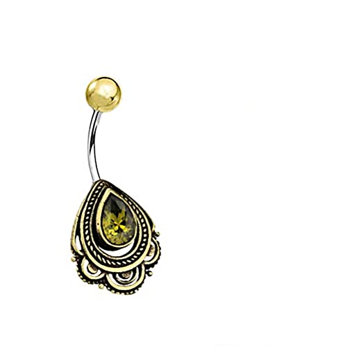 CHICNET Glitzer Bauchnabelpiercing Messing Chirurgenstahl Tropfen Bögen Peridot grün Garnet rot facettiert Stablänge 9mm, 1.6mm Stärke Bauchnabel Banane Piercing gold silber Damen Herren Peridot CHICNET Glitzer Bauchnabelpiercing Messing Chirurgenstahl Tropfen Bögen Peridot grün Garnet rot facettiert Stablänge 9mm, 1.6mm Stärke Bauchnabel Banane Piercing gold silber Damen Herren Peridot von CHICNET