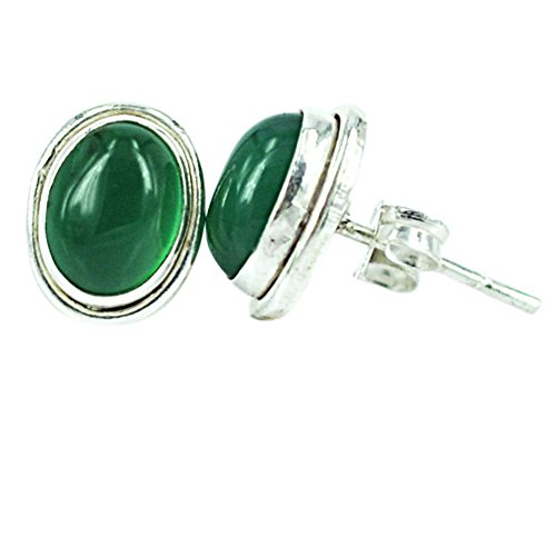 CHICNET Grüne Onyx Ohrstecker in Silber eingefasst - 925 Sterlingsilber Stift und Stein Rand - Damen Ovale Ohrringe Studs Ohrstecker mit 15mmØ grünem Stein - 4,74g pro Paar CHICNET Grüne Onyx Ohrstecker in Silber eingefasst - 925 Sterlingsilber Stift und Stein Rand - Damen Ovale Ohrringe Studs Ohrstecker mit 15mmØ grünem Stein - 4,74g pro Paar von CHICNET