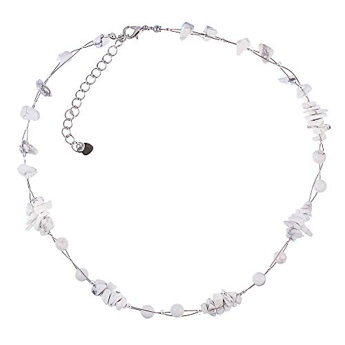 CHICNET Halskette Damen Kette Hals Schmuck aus Schmuckdraht Perlen Stein Splitter Bündel weiß Perlenkette Karabiner nickelfrei verstellbar 42-48cm CHICNET Halskette Damen Kette Hals Schmuck aus Schmuckdraht Perlen Stein Splitter Bündel weiß Perlenkette Karabiner nickelfrei verstellbar 42-48cm von CHICNET