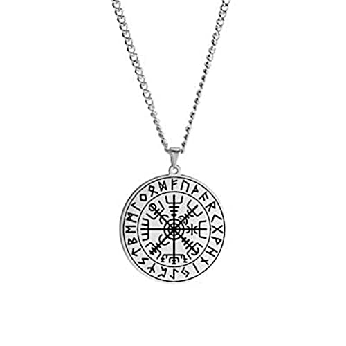 CHICNET Halskette Viking Wikinger Nordic Celtic Edelstahl Kette Vegvisir im Runenrand Damen Herren 32 * 35mm Anhänger Karabiner 60cm lang silber gold schwarz silber CHICNET Halskette Viking Wikinger Nordic Celtic Edelstahl Kette Vegvisir im Runenrand Damen Herren 32 * 35mm Anhänger Karabiner 60cm lang silber gold schwarz silber von CHICNET