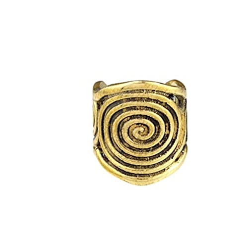 CHICNET Handgefertigte Ear Cuff Messing Ohrmanschette Boho Tribal Design, Dread Beads Perlen Spiralen Ohrring Fake Helix Piercing Damen Herren Ohrklemme gold antik von CHICNET