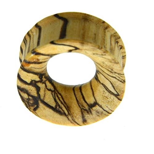 CHICNET Heller Flesh Tunnel Plug aus Bananenholz Holz mit dunkler Maserung, konkav gewölbt, Ribbed Straight Ohr Piercing Dehner Tube für Damen und Herren, 4mm bis 30mm 16 mm von CHICNET